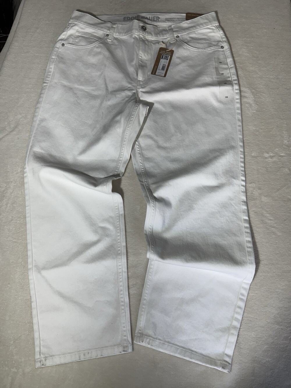 Eddie Bauer Voyager Crop Jeans Womens 18 White Cotton Stretch Hi-Rise - New